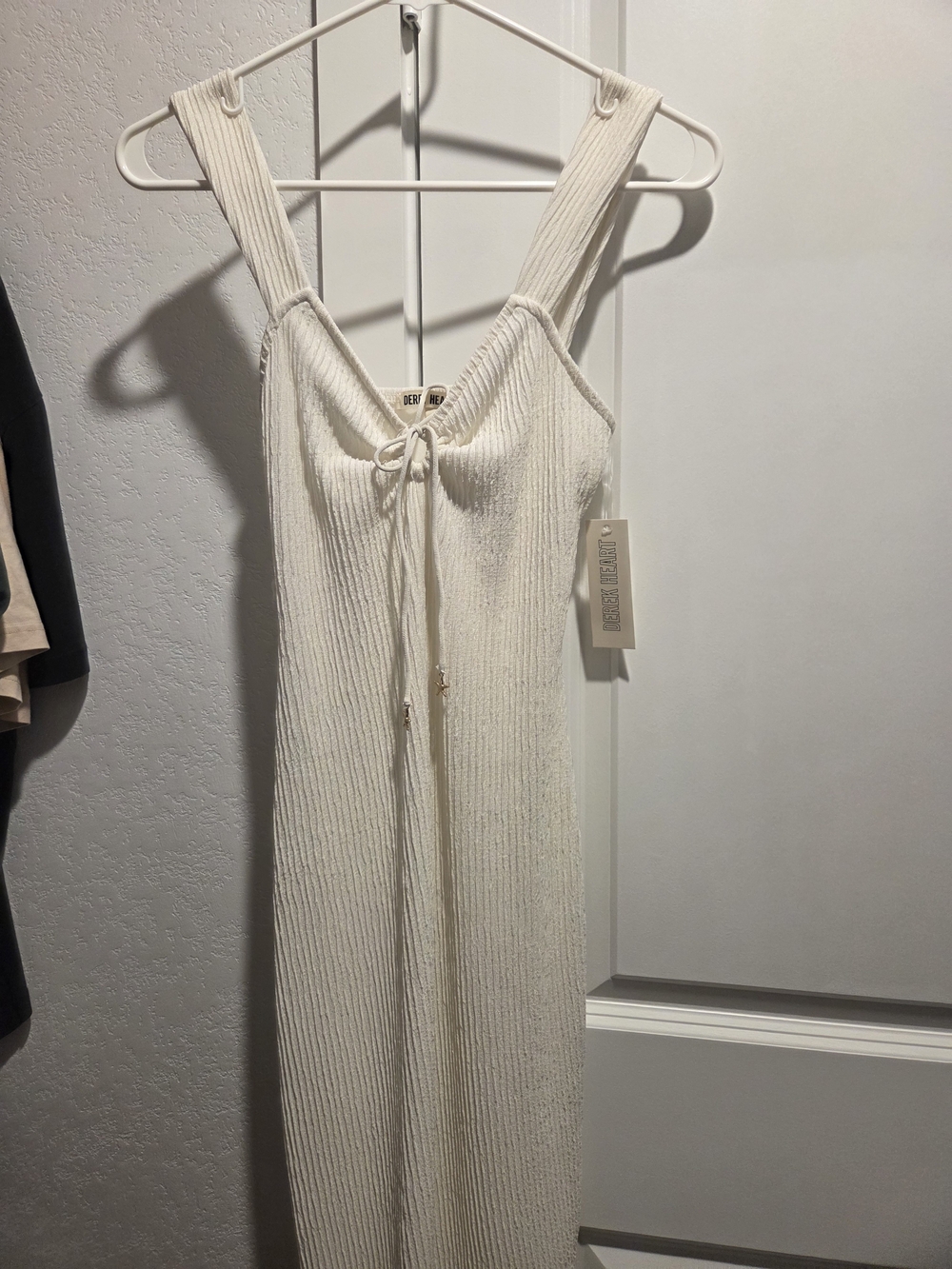 Derek Heart Cream Ribbed Knit Maxi Dress